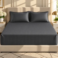 Elegant Gray Stripe Bedroom