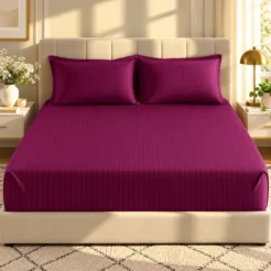 Elegant Plum Stripe Bedding Bedroom