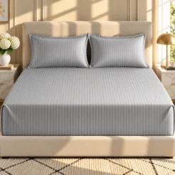 Elegant Striped Bedding Bedroom Mockup