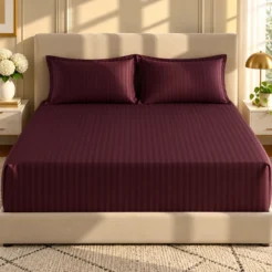 Luxurious Burgundy Stripe Bedroom