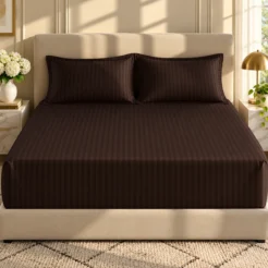 Sunlit Chocolate Stripe Bedroom