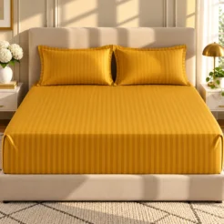 Sunlit Mustard Stripe Bedroom