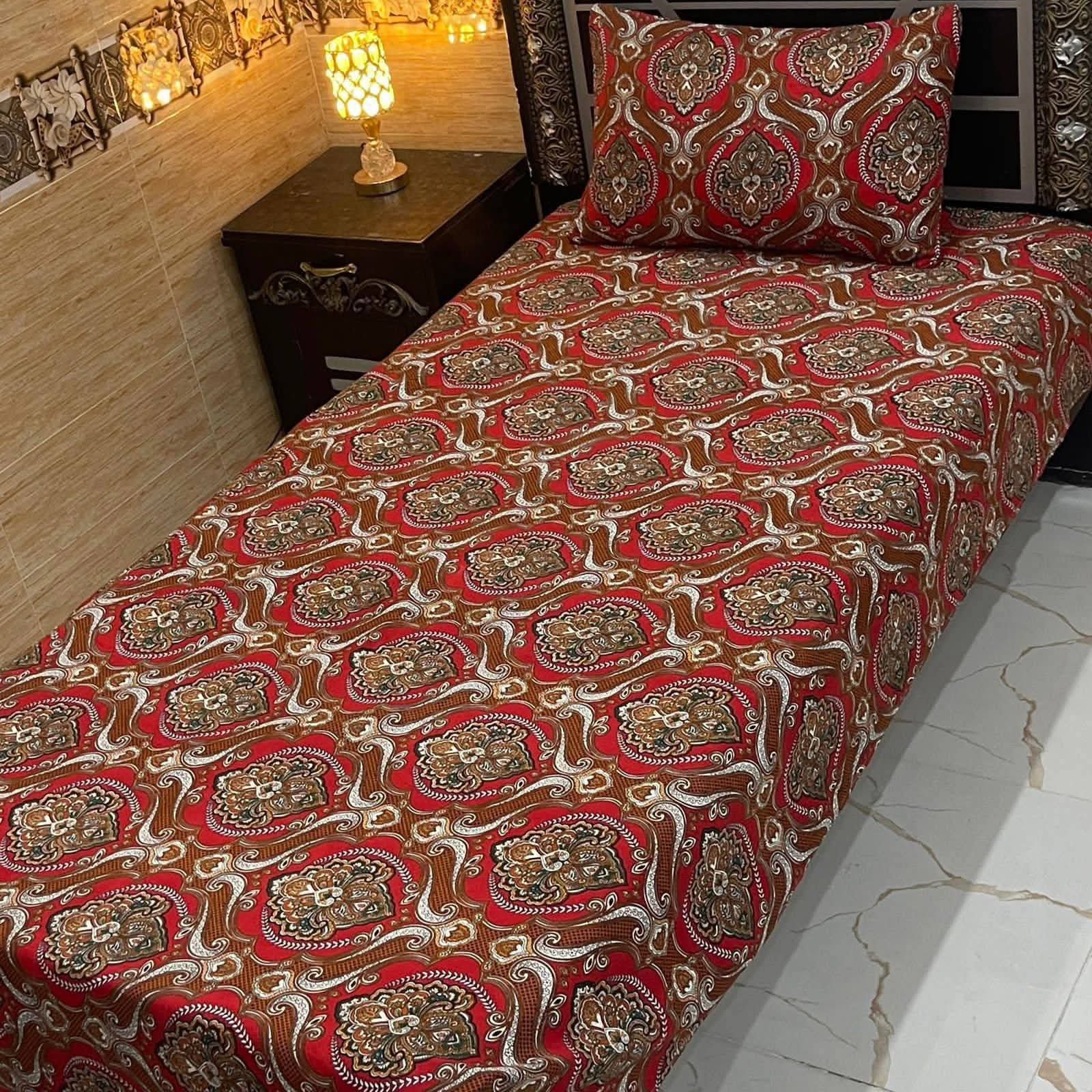 Beige Floral Single Bedsheet