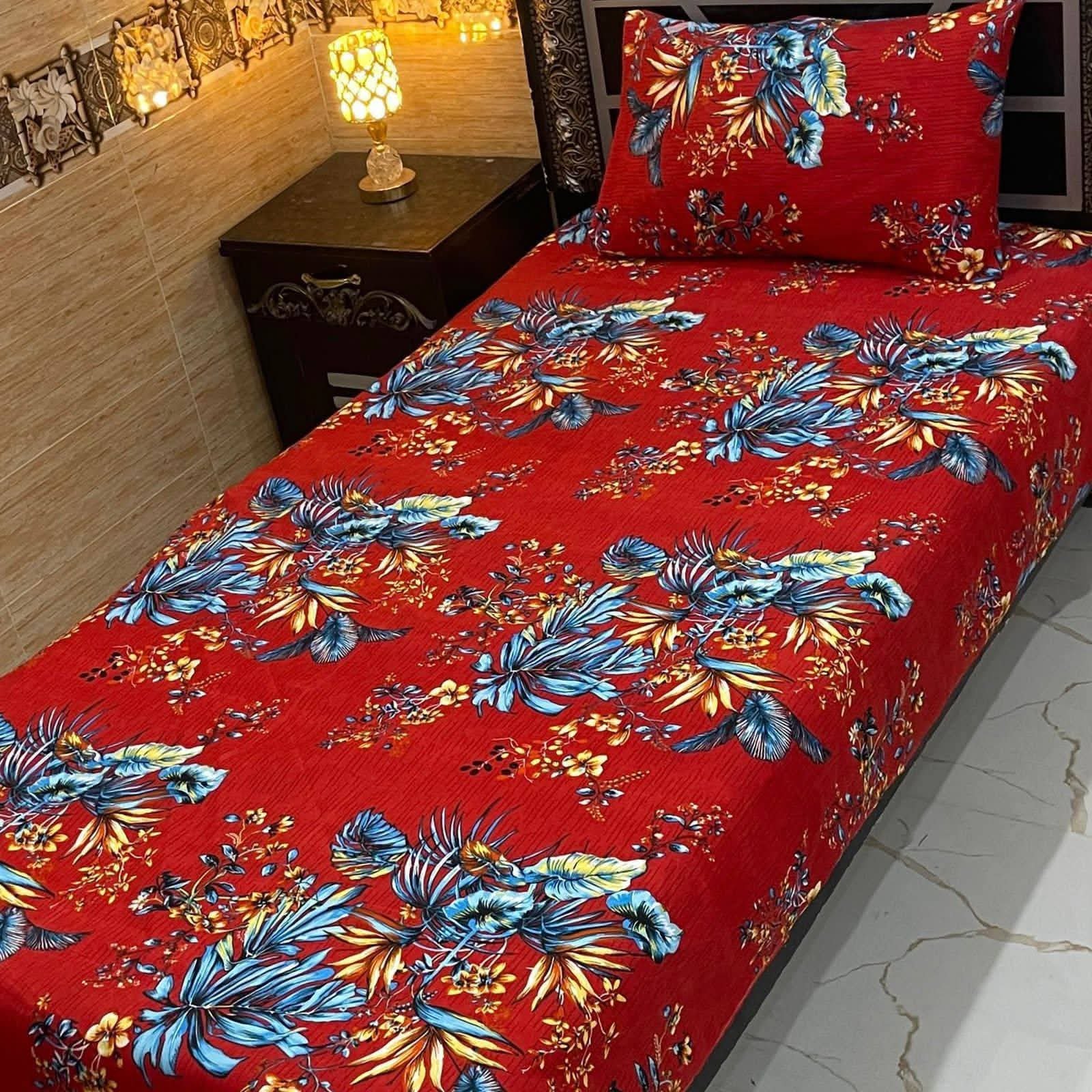 Blue Floral Single Bedsheet