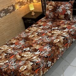 Brown Floral Single Bedsheet