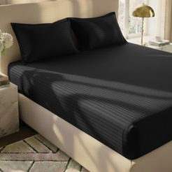 Black Striped Luxury Fitted Bedsheet