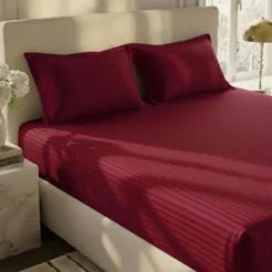 Stripe Fitted Bedsheet - Maroon 