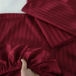 Stripe Fitted Bedsheet - Maroon
