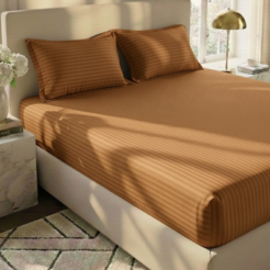 Bronze Stripe King Size Fitted Bed sheet