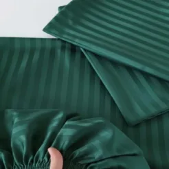 Striped Fitted Bedsheet Deep Teal Green