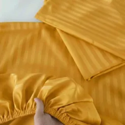 Luxury Stripe Fitted Bedsheet - Mustard