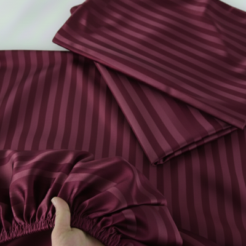 Stripe Fitted Bedsheet - Deep Maroon