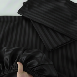 Black Striped Luxury Fitted Bedsheet