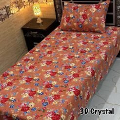 Peach Floral Single Bedsheet