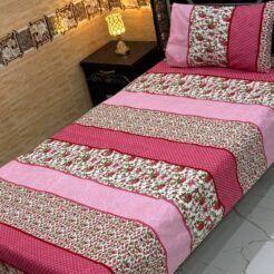 Pink Floral Single Bedsheet