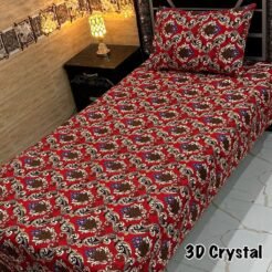 Red Floral Single Bedsheet