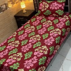 Red Green Floral Bedsheet