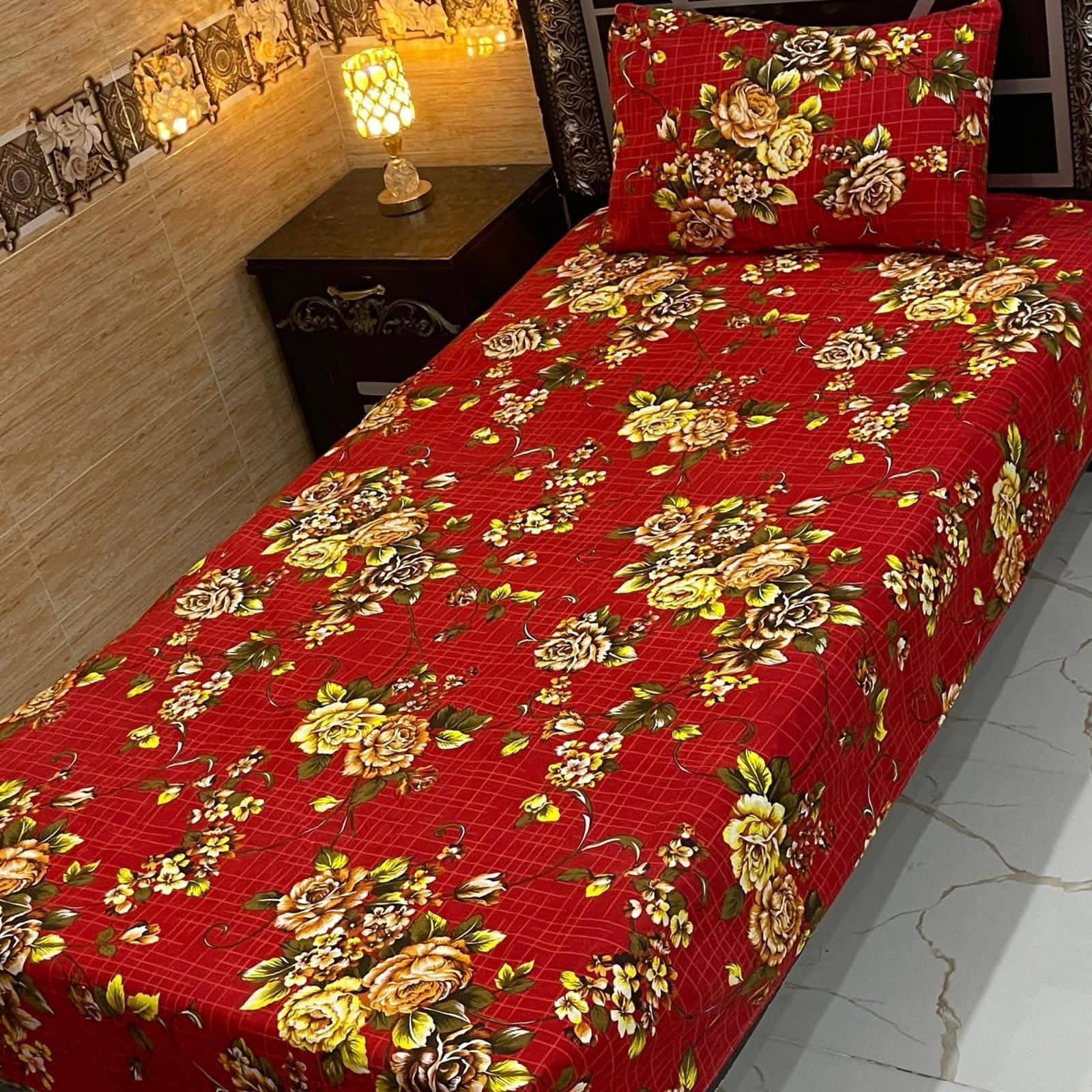 Red Yellow Single Bedsheet