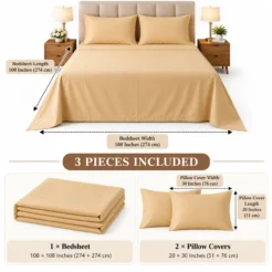 Beige Plain Bedsheet Cotton