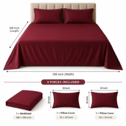 Burgundy Plain Bedsheet Cotton