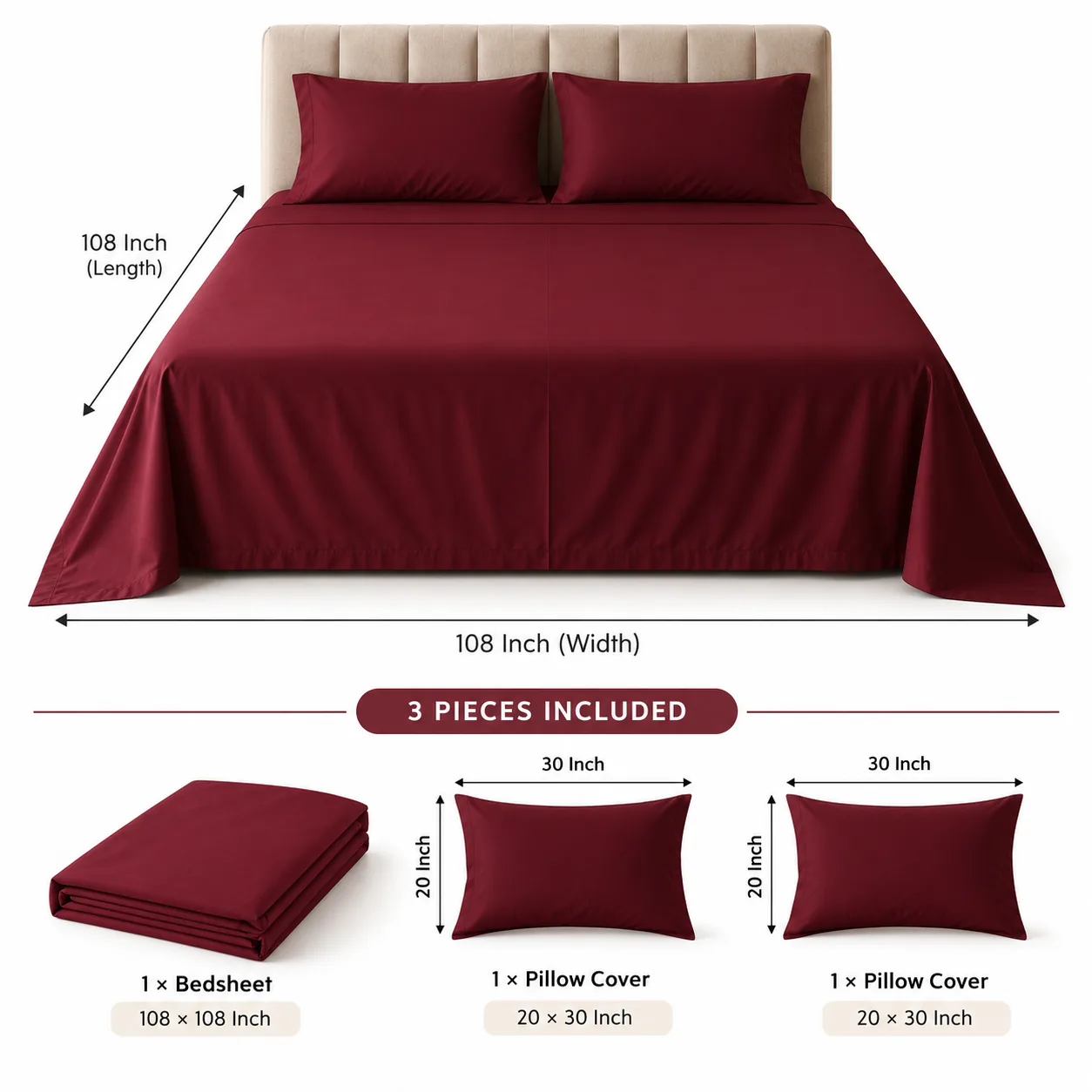 Burgundy Plain Bedsheet Cotton