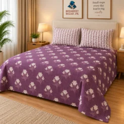 Alternative view of Luxury Purple Ethnic Motif Printed Bedsheet Design