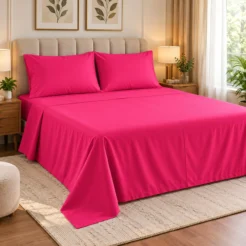 Hot Pink Plain Bedsheet Cotton 1