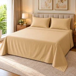 Beige Plain Bedsheet Cotton 1