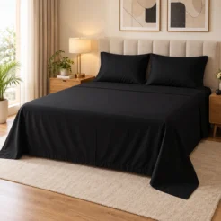 Black Pure Cotton Plain Bed sheet 2
