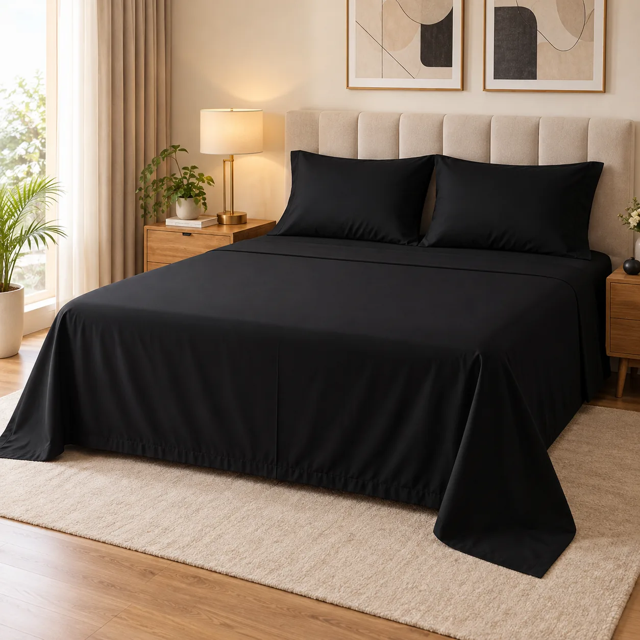 Black Pure Cotton Plain Bed sheet 2