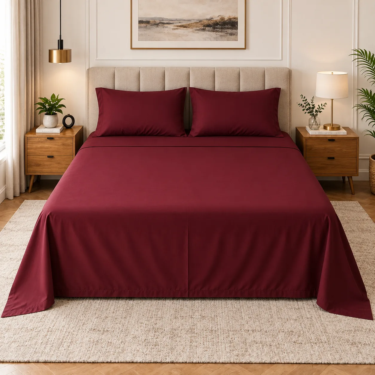 Burgundy Plain Bedsheet Cotton 3
