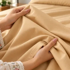 Beige Plain Bedsheet Cotton 3