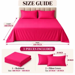 Hot Pink Plain Bedsheet Cotton 3