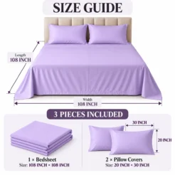 Lavender Plain Bedsheet Cotton 3
