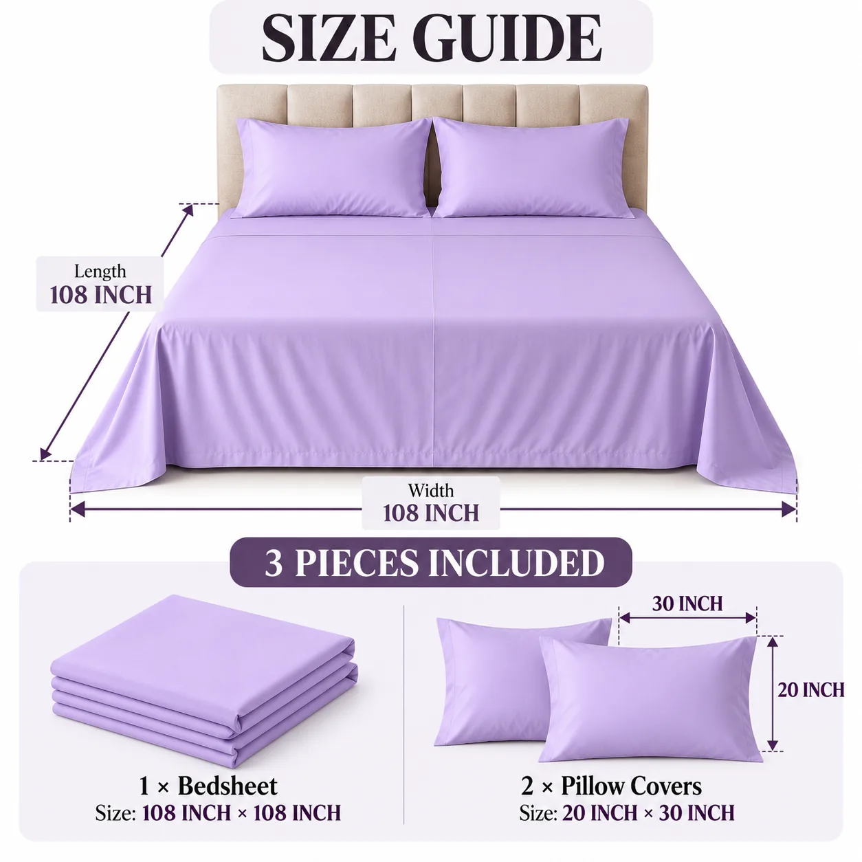 Lavender Plain Bedsheet Cotton 3