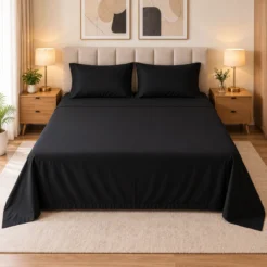 Black Pure Cotton Plain Bed sheet 1