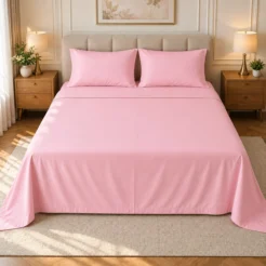 Baby Pink Plain Bedsheet Cotton