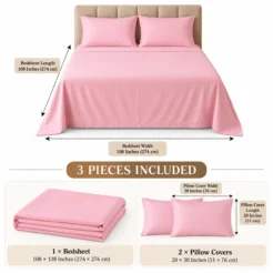 Baby Pink Plain Bedsheet Cotton 1
