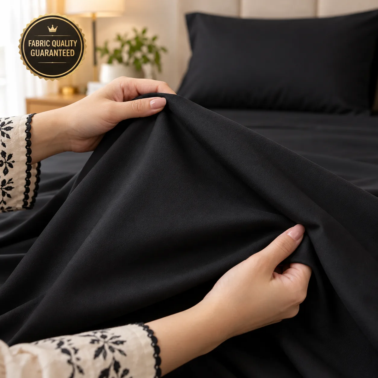 Black Pure Cotton Plain Bed sheet 3