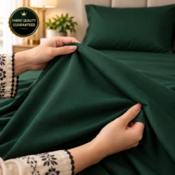Bottle Green Plain Bedsheet Cotton 1
