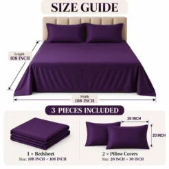 Deep Purple Plain Bedsheet Cotton 3