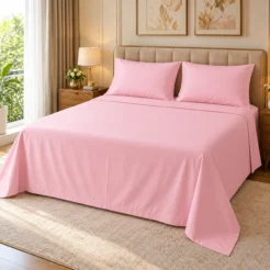Baby Pink Plain Bedsheet Cotton 2