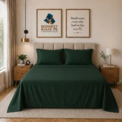 Bottle Green Plain Bedsheet Cotton