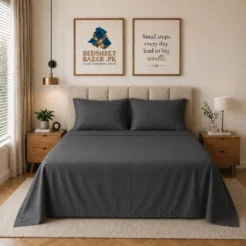 Charcoal Grey Plain Bedsheet Cotton
