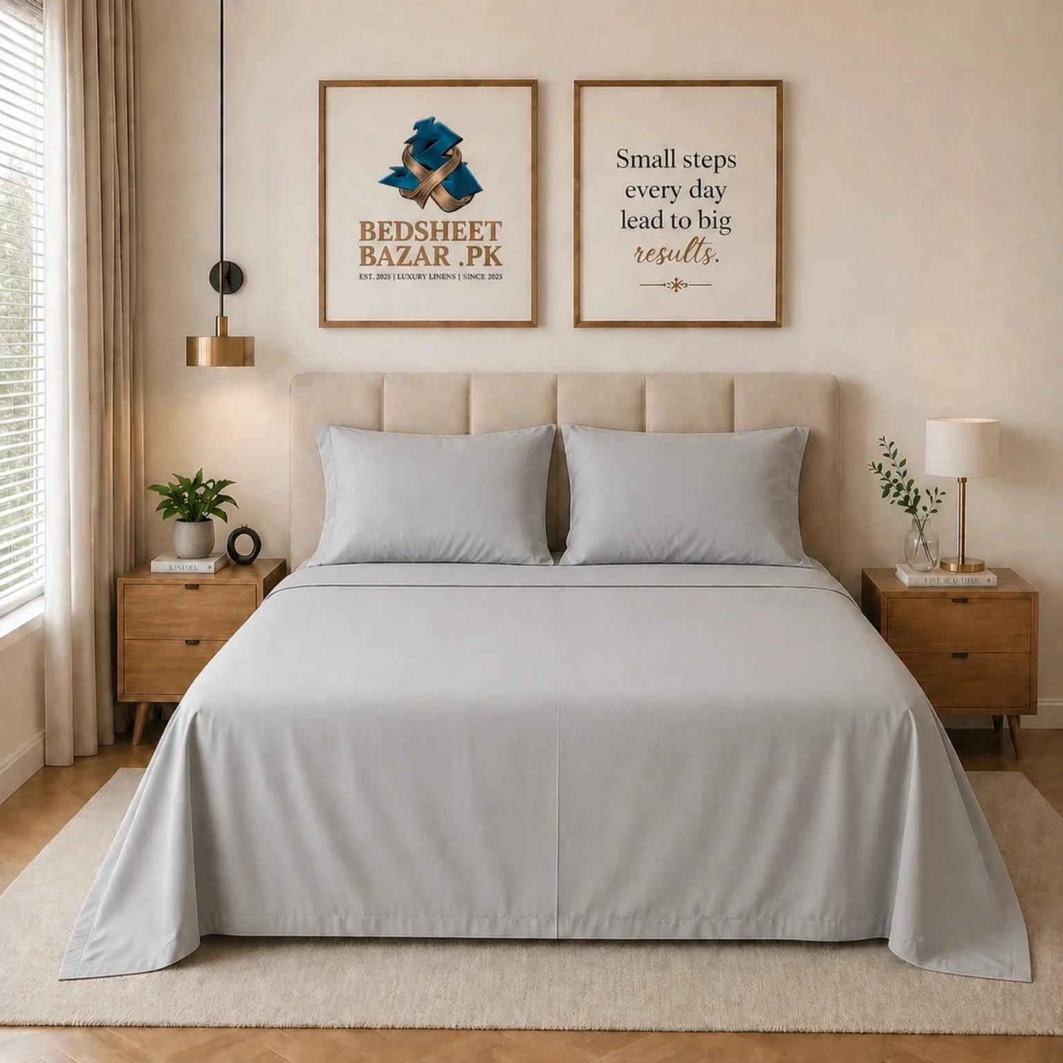 Light Grey Plain Bedsheet Cotton