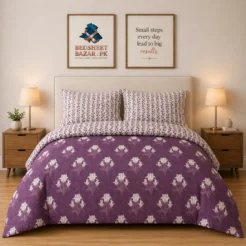 Luxury Purple Ethnic Motif Printed Bedsheet Design