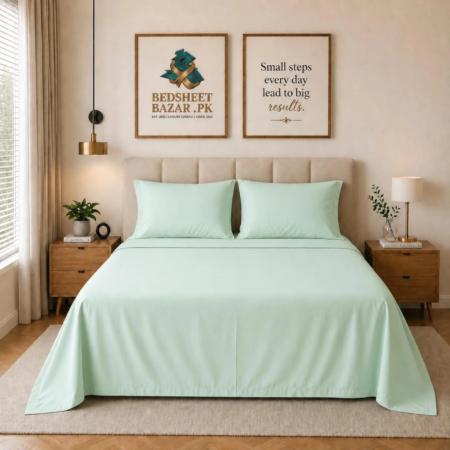 Mint Green Plain Bedsheet Cotton