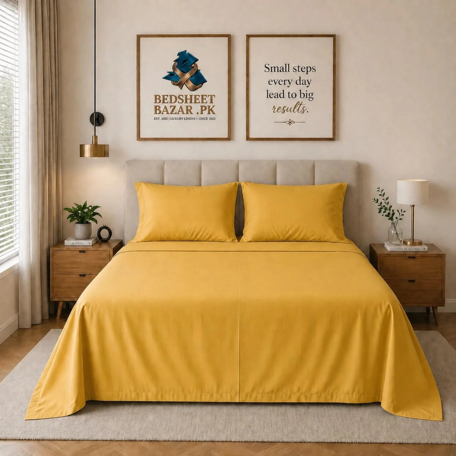 Mustard Plain Bedsheet Cotton