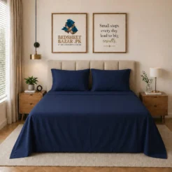 Navy Blue Plain Bedsheet Cotton