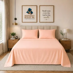 Peach Plain Bedsheet Cotton